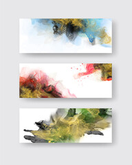 Luxury abstract background set of marble liquid ink art.