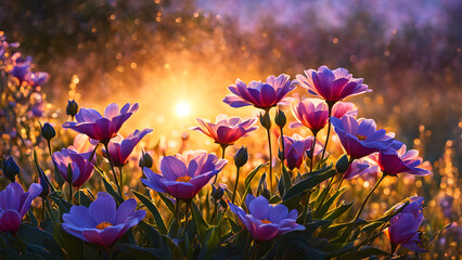 Obraz na płótnie Canvas Beautiful flower portrait in sunrise 
