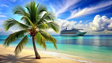 Foto op Plexiglas anti-reflex tropical island with palm trees © Md