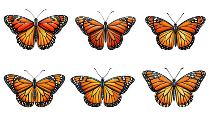 Vector set of monarch butterfly. 
