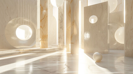 3d render of a dynamic digital space filled with geometric light constructs - obrazy, fototapety, plakaty