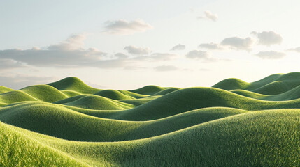 3d render of a serene endless valley of smooth rolling geometric hills