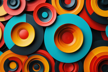 3d render of a series of bold minimalist geometric circles in a dynamic pattern