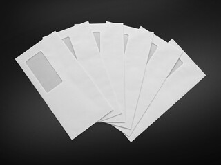 3D illustration. Window envelopes isolated fan-shaped.