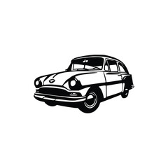 Naklejka premium old-style car isolated on a white background. abstract silhouette. line art. vector illustration.