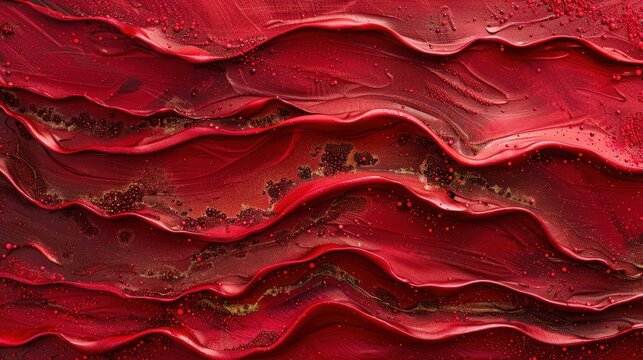Abstract texture pattern red color Waves of paint for background AI generated image