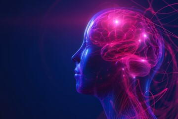 AI Brain Chip planning. Artificial Intelligence multi store model human joint replacements mind circuit board. Neuronal network emotional regulation smart computer processor anxiety