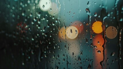 A close-up view of raindrops delicately resting on window glass