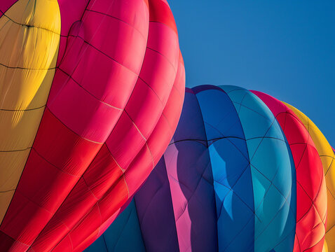 Photography of colorful balloons against a clear deep blue sky