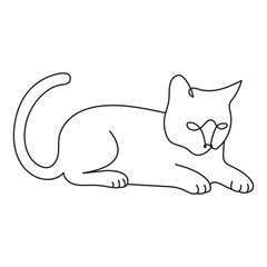 Cat profile in continuous single one line art drawing style.
