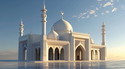 Fototapeta na wymiar Exquisite 3d rendered ramadan mosque design: stunning islamic architecture for spiritual celebrations