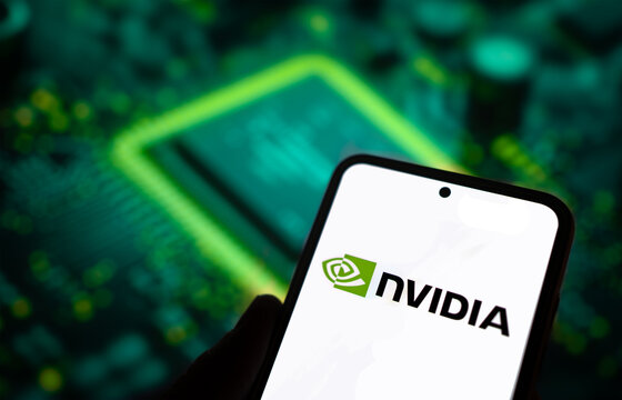 Nvidia technology company displayed on cell phone