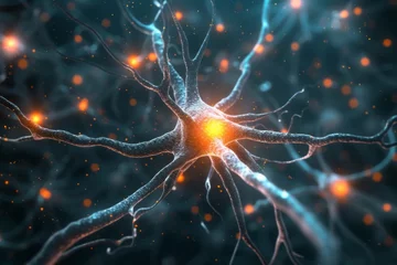 Foto op Plexiglas AI Brain Chip cognitive enhancement innovation. Artificial Intelligence memory controller mind neurotransmitter transporter regulation axon. Semiconductor pdgf circuit board vomiting © Leo