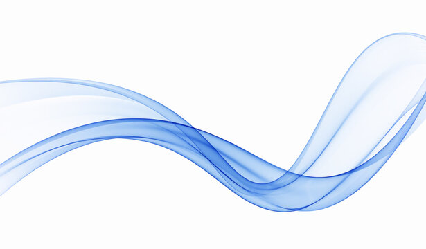 Illustration of curved flow of blue abstract wave motion. Transparent blue wave.