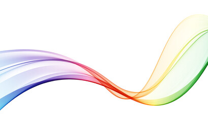 Flow of wavy lines in rainbow colors. Abstract transparent wave background.