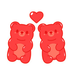Jelly bears fruit gummy. Character Illustrator vector design. Jelly bears in Valentine's day.