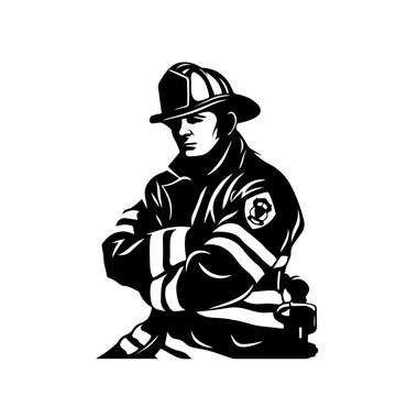 Firefighter Pose Logo Design