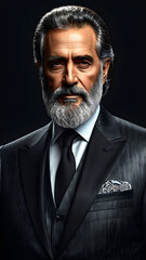 Fototapeta premium Portrait of a handsome mature man with gray beard and mustache.