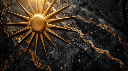 A luxurious marble texture, highlighted by a sunburst pattern of thin gold lines emanating from one corner.