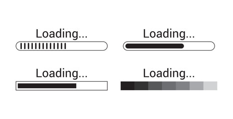 Set of loading  vector icons. loading bar progress icon. Download progress. Collection Loading status. - obrazy, fototapety, plakaty