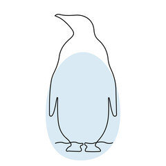 Penguin continuous line art. Cute penguin hand drawing single line art