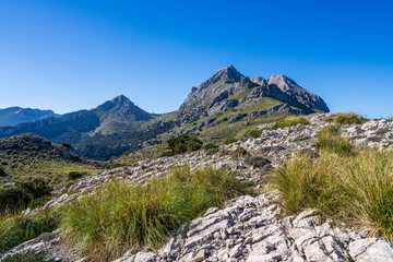Amazing landscapes of Mallorca. Majestic mountains covered with greenery, Sunny day. Mallorca,...