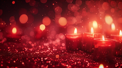 Fototapeta na wymiar Romantic Candlelit Valentine's Day Background in Glowing Red 
