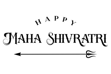 Maha shivratri lettering design with lord shiva trishul vector illustration.
