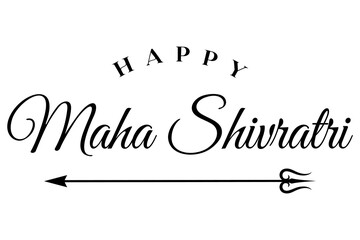 Maha shivratri lettering design with lord shiva trishul vector illustration.