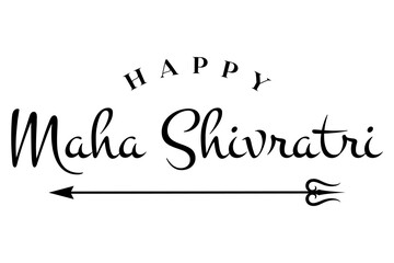 Maha shivratri lettering design with lord shiva trishul vector illustration. - obrazy, fototapety, plakaty