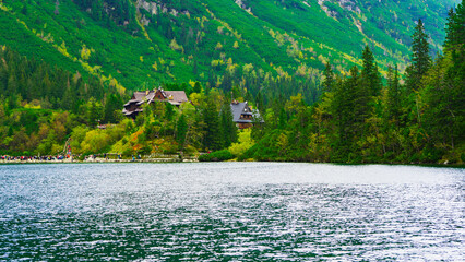 Lake Morskie Oko. Tatras. Sunny day. Summer. Spring. Autumn. Nature lovers. Scenic route. Spectacular views. Serene journey. Picturesque landscapes. Poland. Sea Eye. Mountains. Hiking. Morskie Oko 