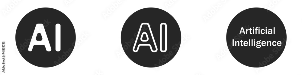 Poster artificial intelligence set of vector logos. artificial intelligence processor. set of ai web icons.