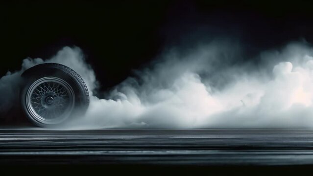 High-Speed Tire Spin with Dramatic Smoke Cloud. Generative ai