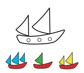  Coloring boat for childrens activity