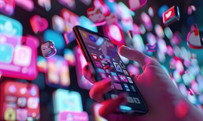 A person shopping on social media platforms concept