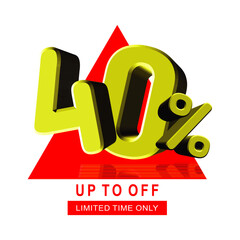 Discount yellow numbers with red triangle for promotions