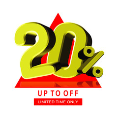 Discount yellow numbers with red triangle for promotions