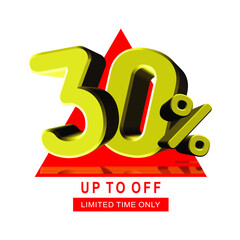 Discount yellow numbers with red triangle for promotions