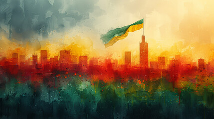 Festive Lithuanian Flag Waving in Vibrant Watercolor
 - obrazy, fototapety, plakaty