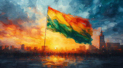 Lithuania Flag Day Celebration in Watercolor
 - obrazy, fototapety, plakaty