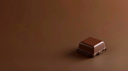 One Small Chocolate Bar and Brown Background