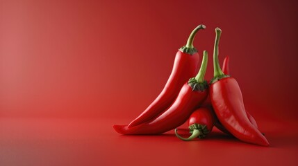 One Chilli peppers and Red Background