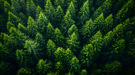 green fern background,
A close up of a forest of pine trees with a dark sky - obrazy, fototapety, plakaty