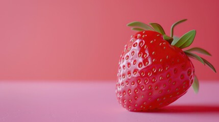 One Small strawberry and Pink Background