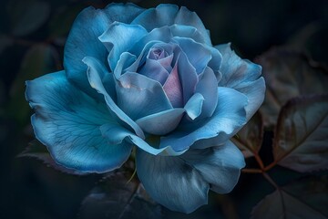 blue rose on dark background aethetic macro dark backdrop ethreal 