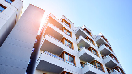 Modern architecture of urban residential apartment building. Apartment building exterior,...