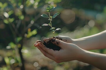 hands holding a plant environment sustainability greenery nature lover protecting the environment