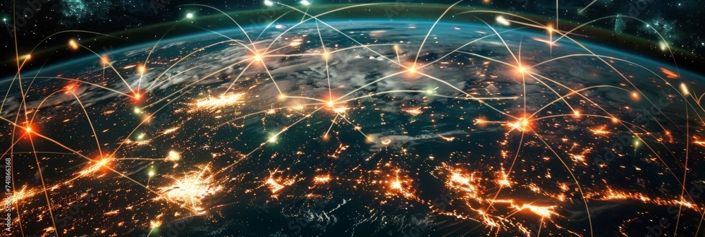 Poster global network connections - a dynamic representation of the world's interconnectedness, this image 