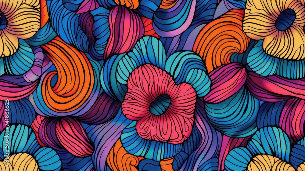 Poster an abstract background, highlighting intricate patterns and vibrant colors that draw the viewer's at