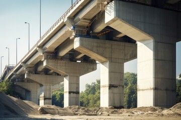 Obraz premium Engineering and Construction of Stunning Cement Bridge Frame - A Complex Architecture Connecting